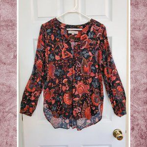 Loft Navy Print Blouse LIKE NEW